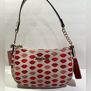 Juicy Couture Pink and Red Lip Print Shoulder Bag